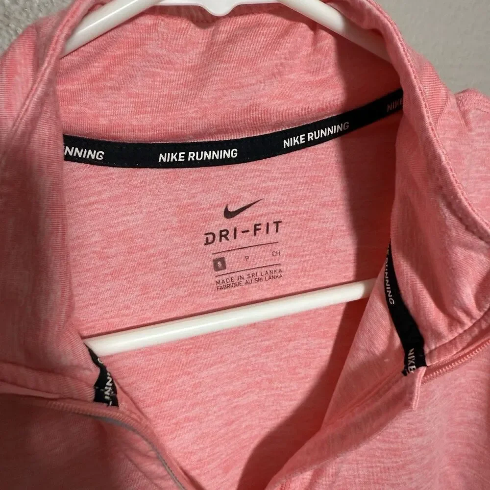 Nike Womens Sz S Dri-Fit Element Half Zip Running Top Peach Silver 904900-808